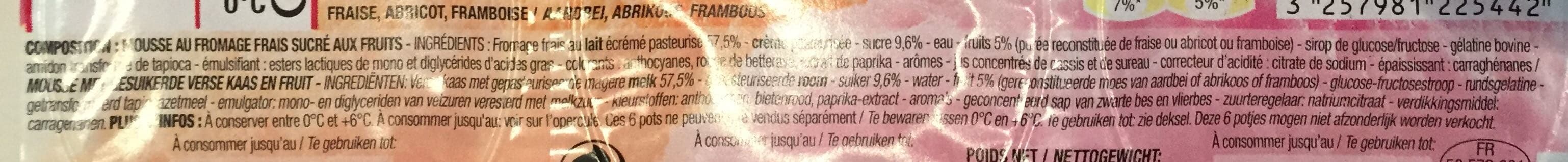 Cora Mousse au fromage frais Fraise, Abricot, Framboise packshot