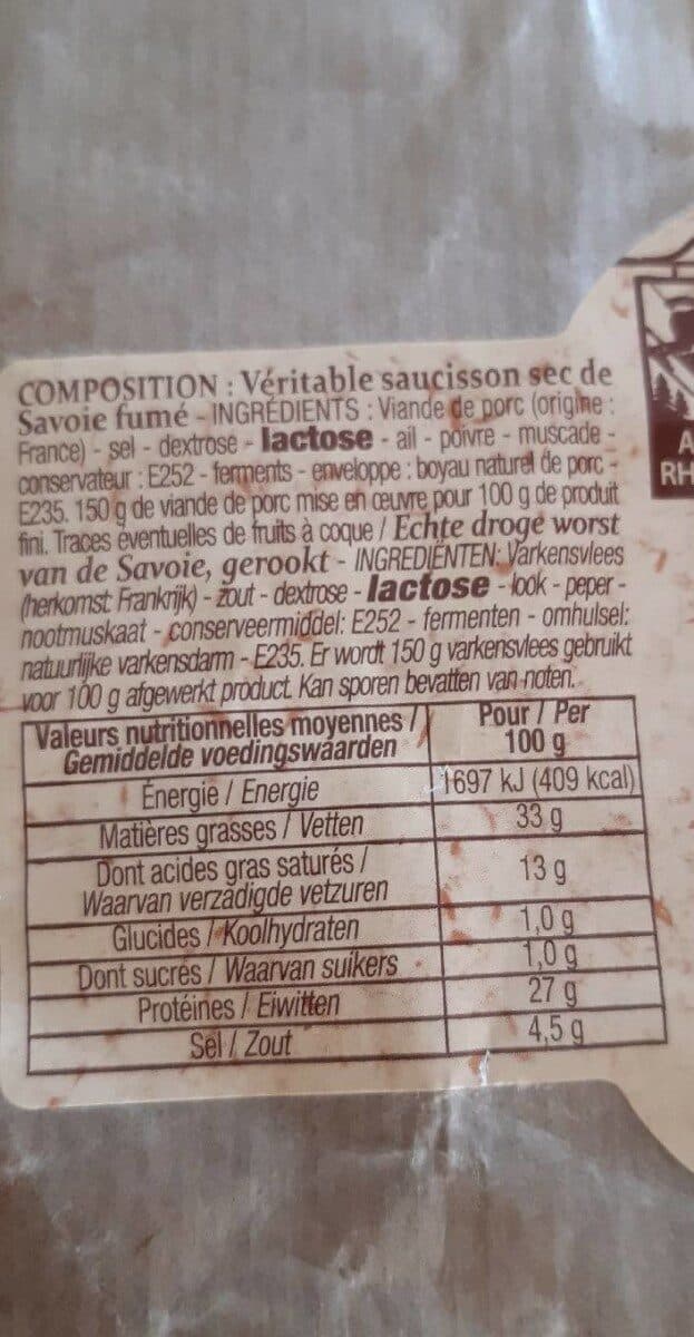 Patrimoine Gourmand Saucisson sec fumé de Savoie packshot