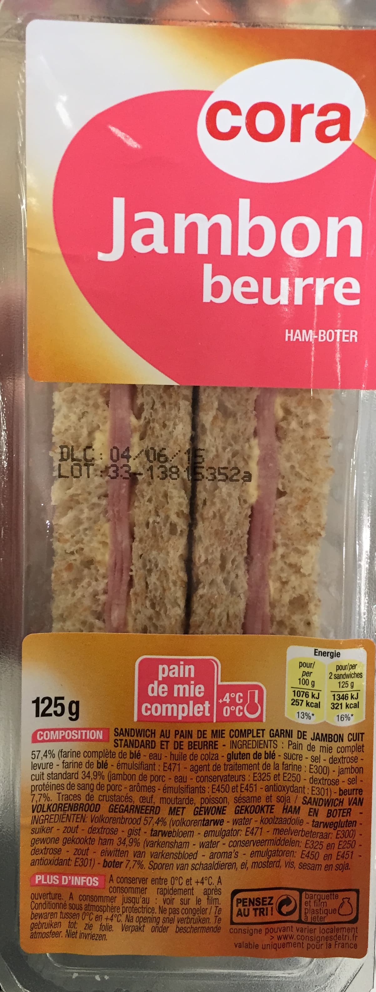 Cora Sandwich jambon beurre packshot