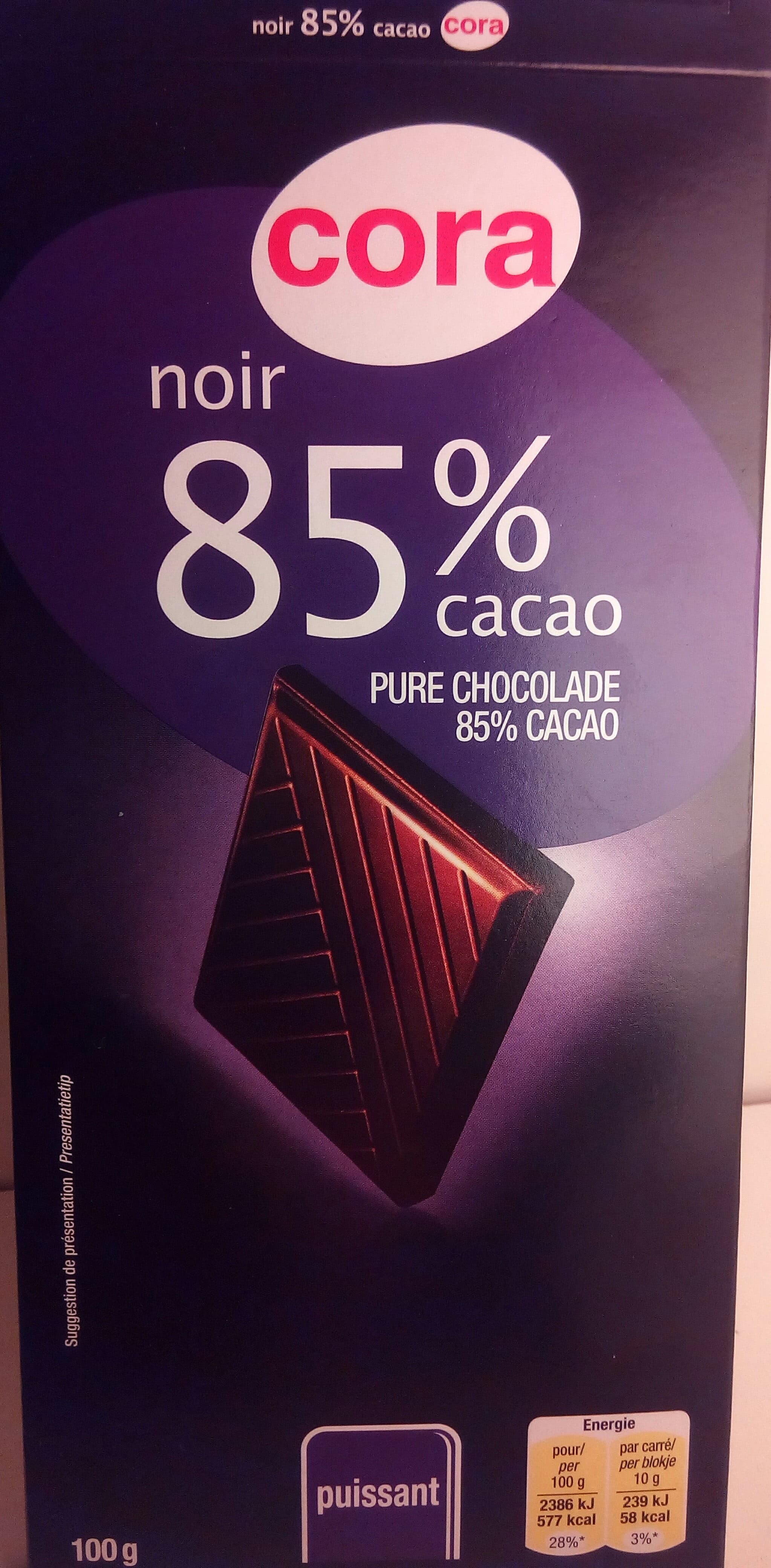 Cora Noir 85% cacao pure chocolade packshot