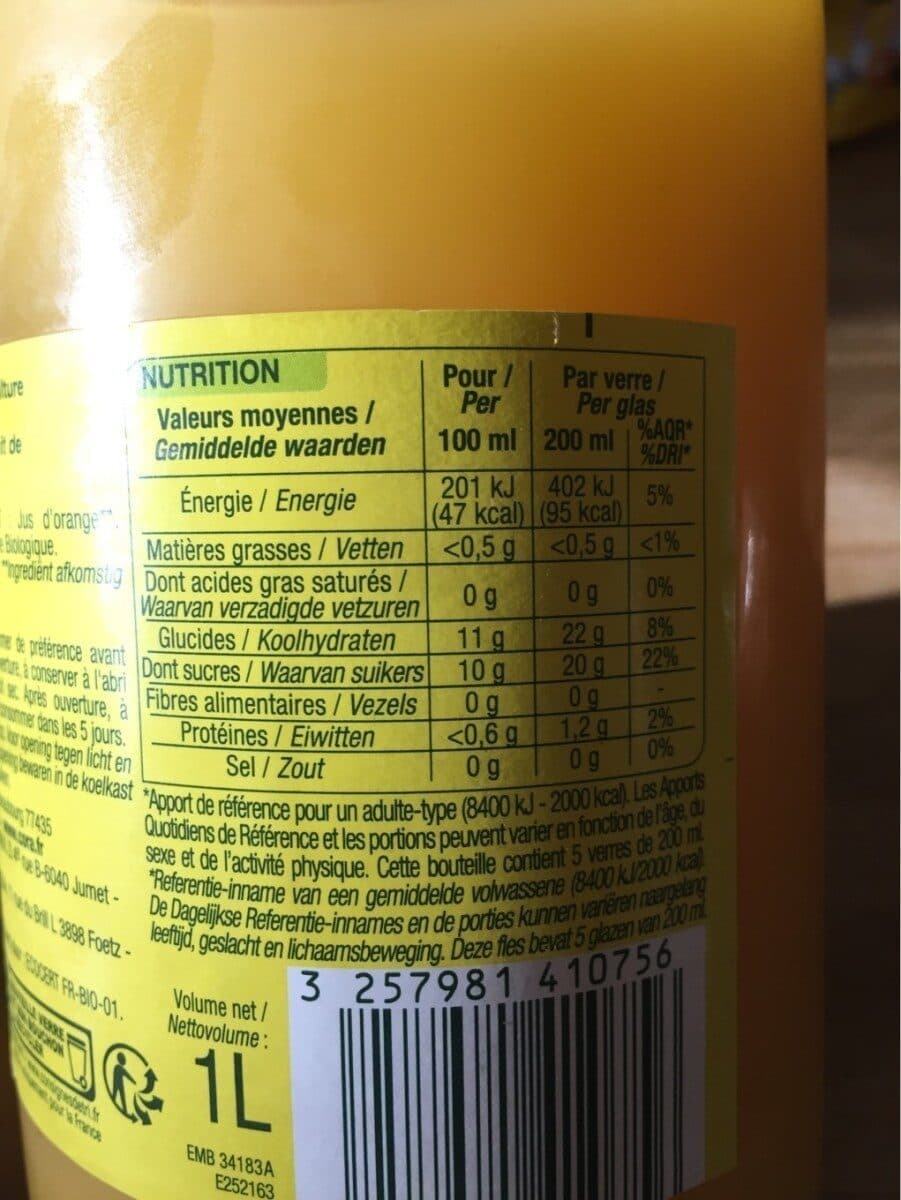 Nature bio Pur Jus D'orange packshot