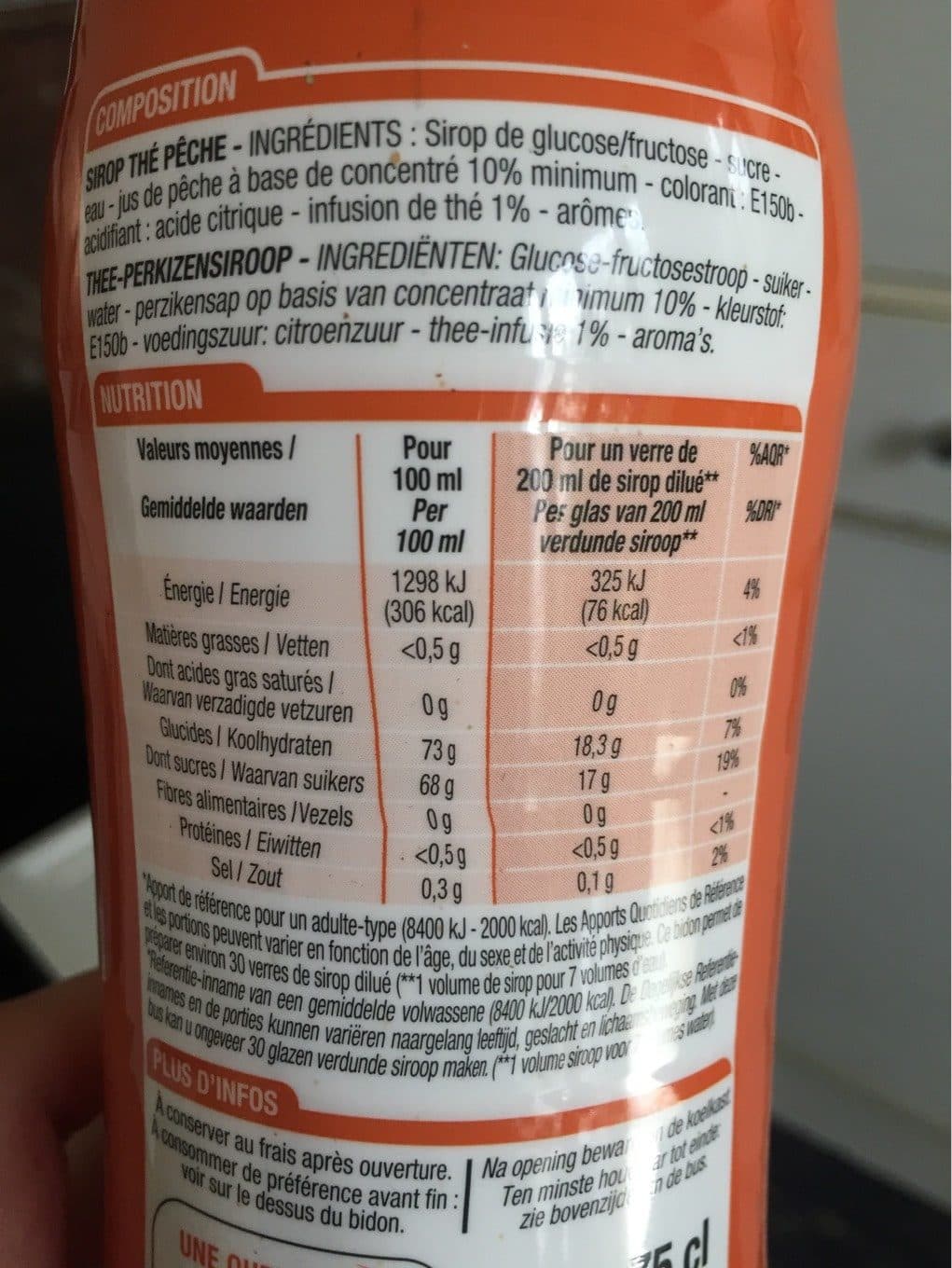 Cora Sirop thé pêche packshot