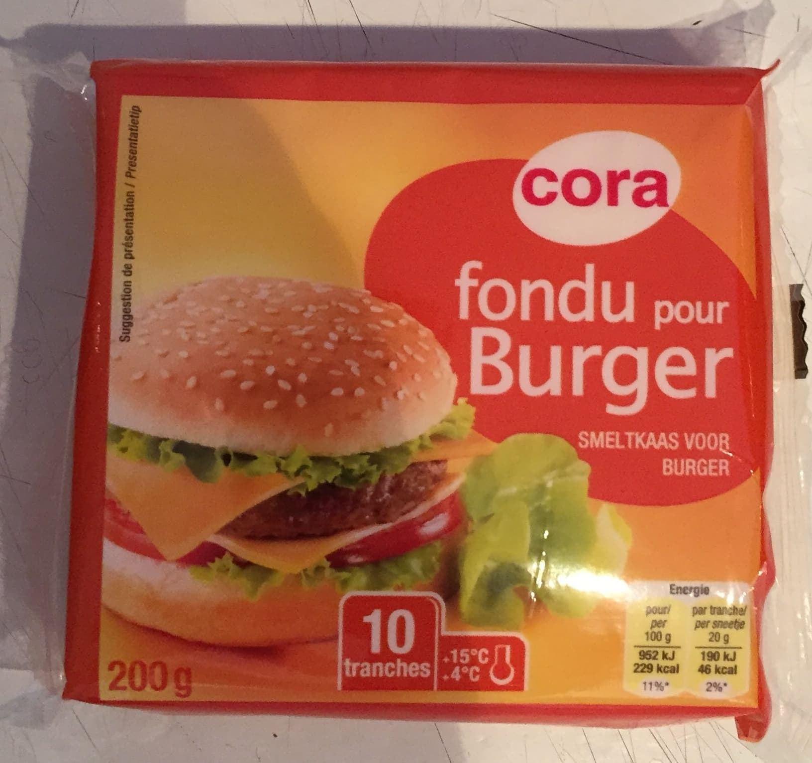 Cora Fondu pour Burger (10 tranches) - (17 % MG) packshot