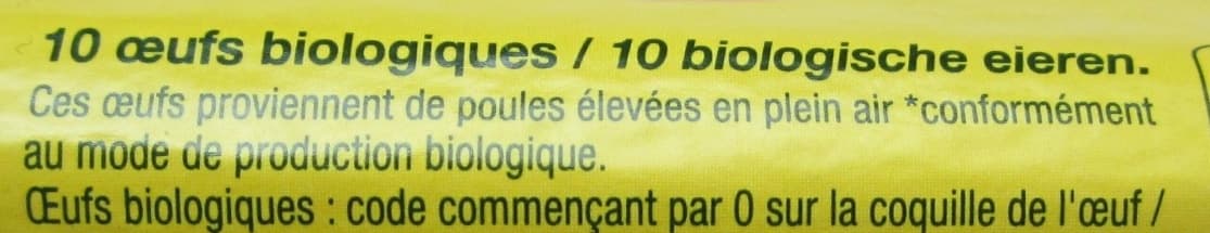 Cora 10 œufs de poules élevées en plein air Bio packshot