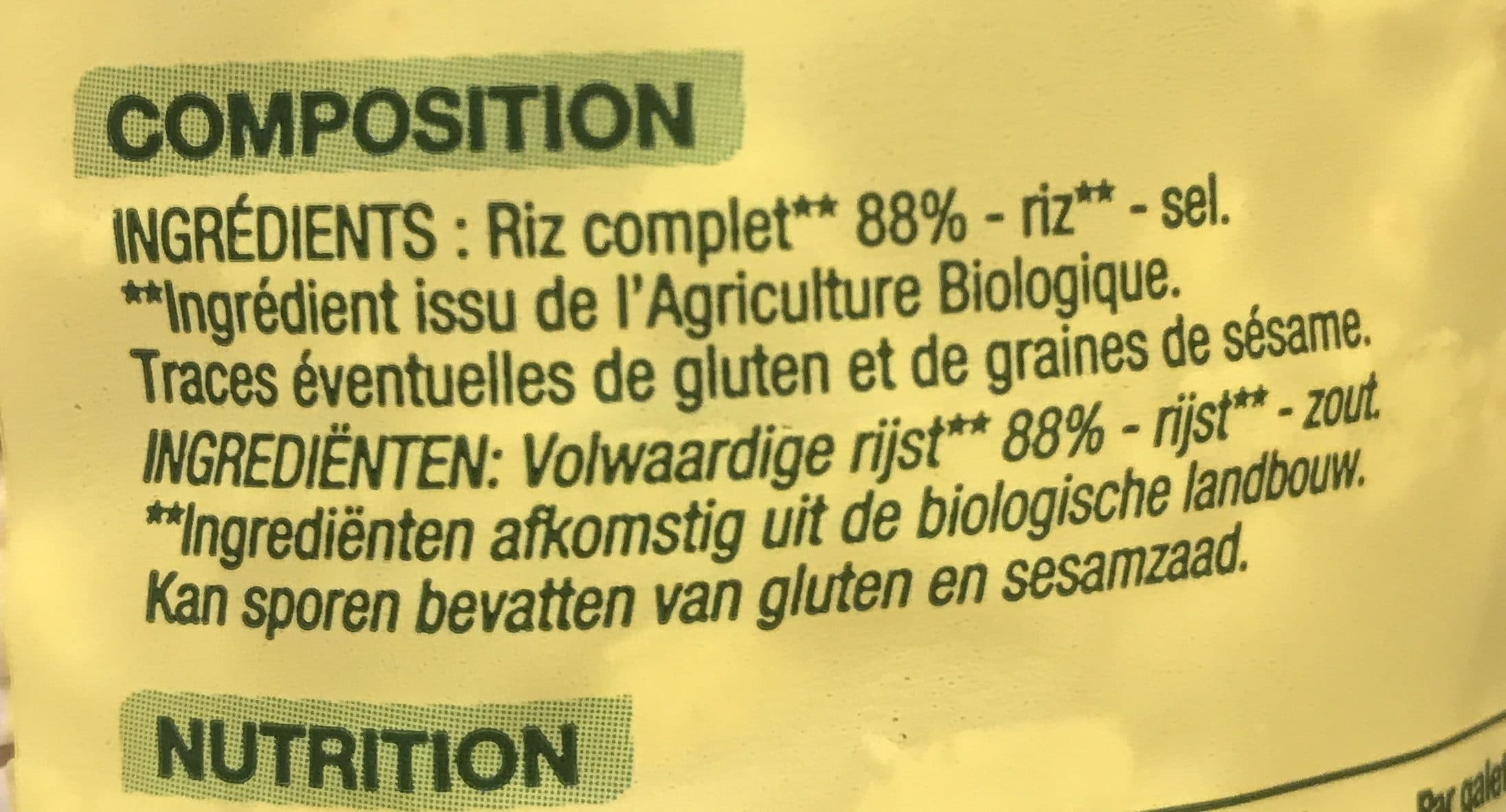 Nature bio Galettes de riz complet packshot