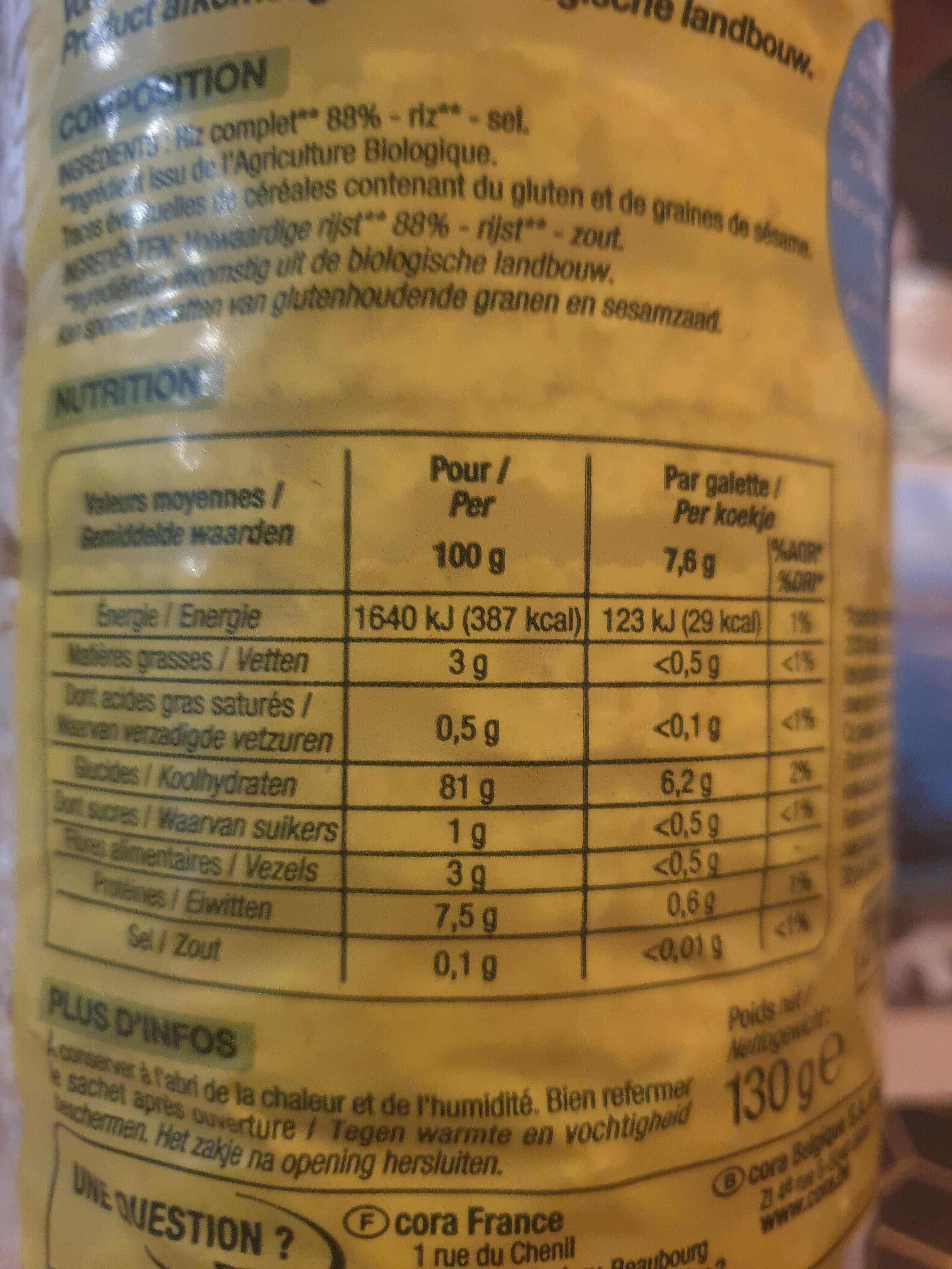 Nature bio Galettes de riz complet packshot