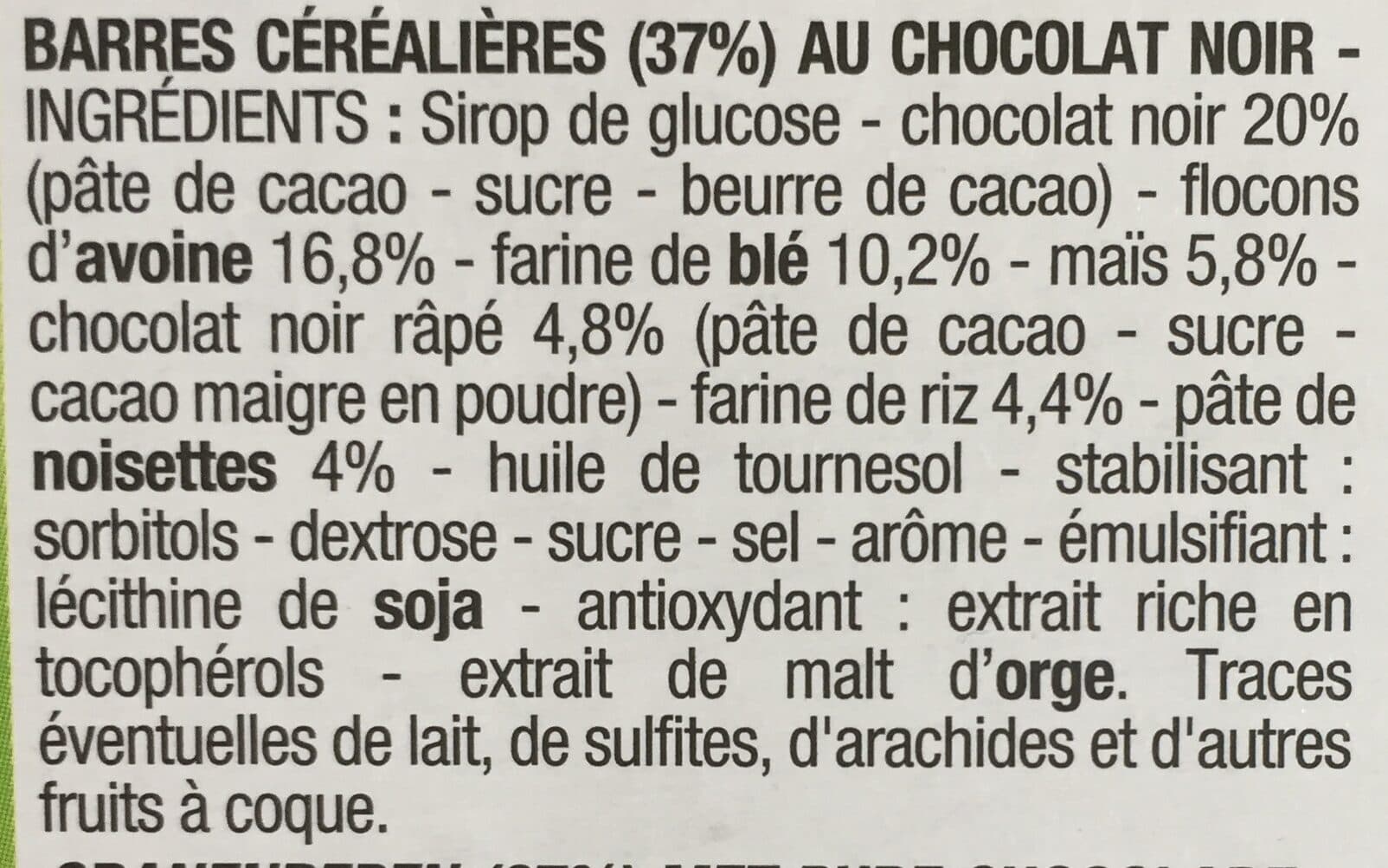 Cora Barres céréales chocolat packshot