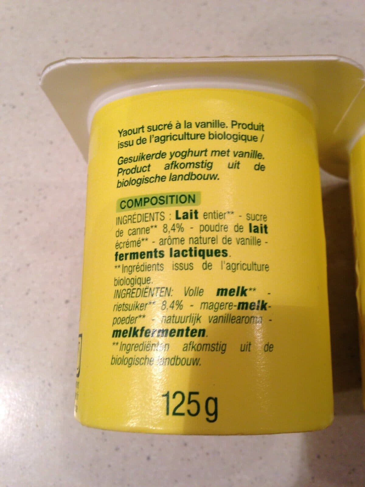 Nature bio Yaourt vanille packshot