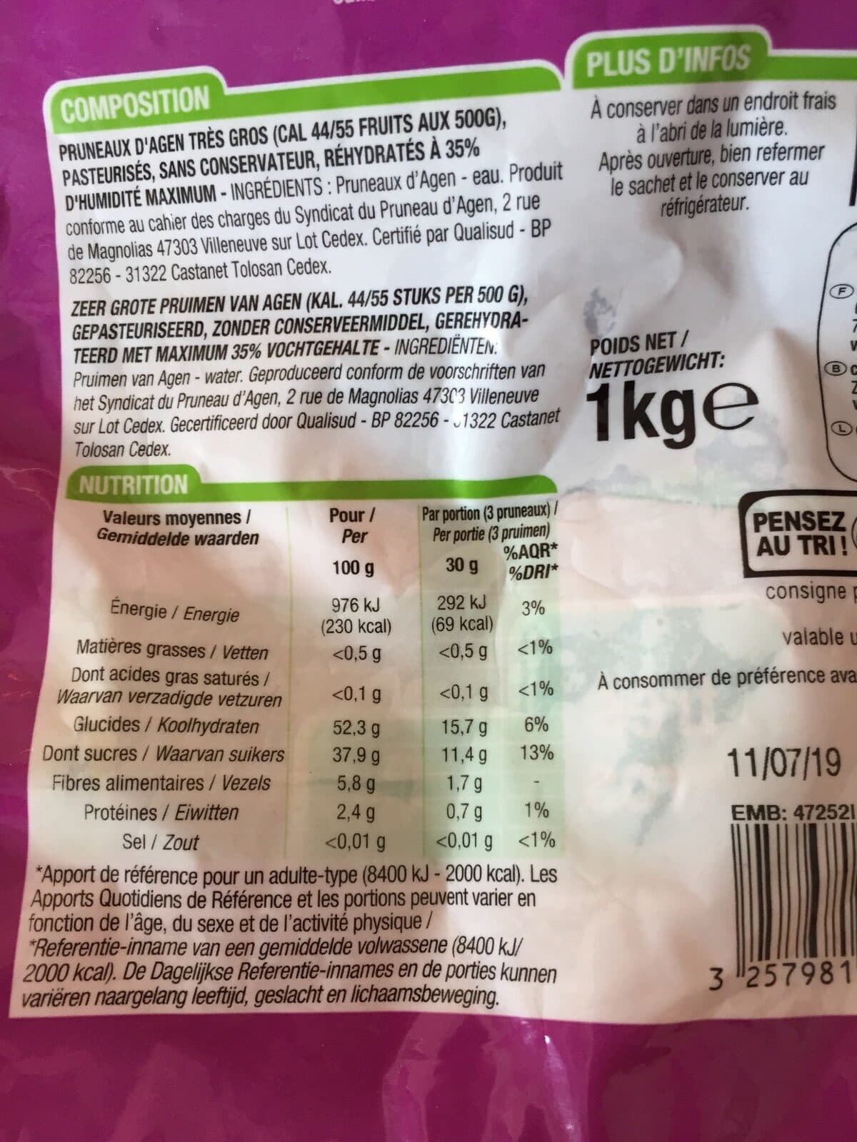 Cora Pruneaux D'Agen packshot