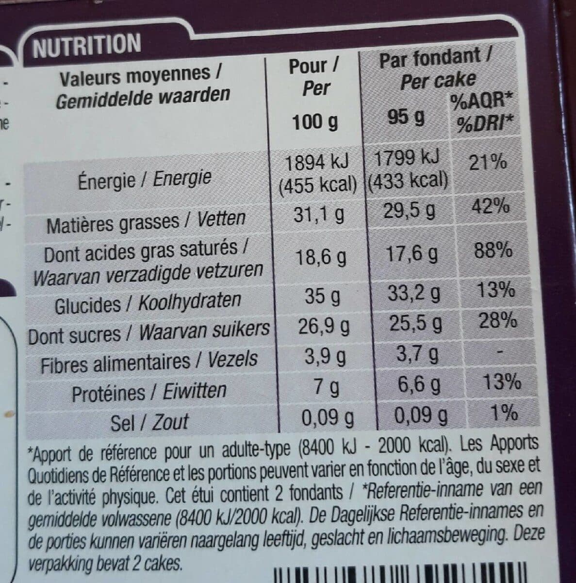 Open Food Facts Fondant Au Chocolat packshot