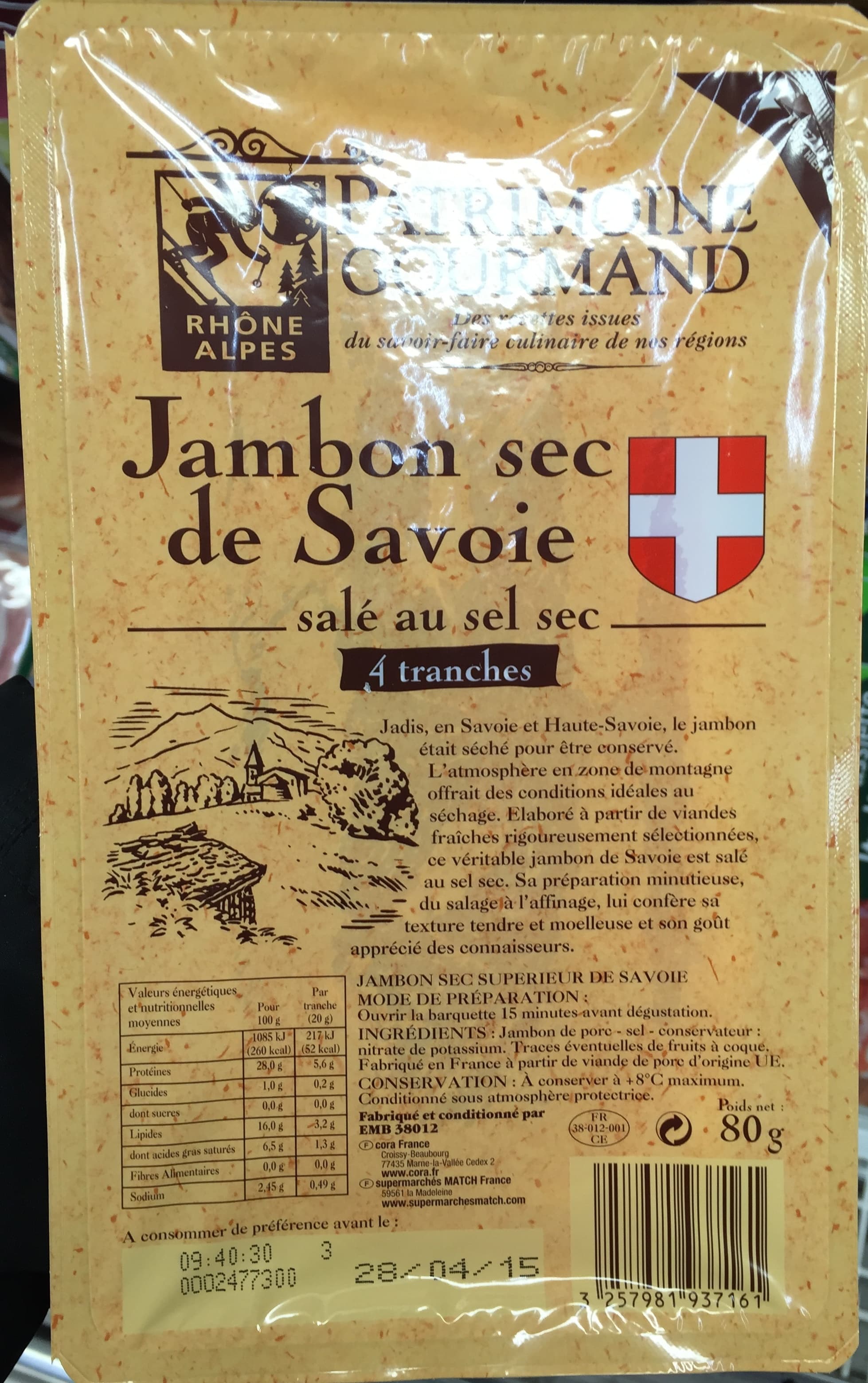 Patrimoine Gourmand Jambon sec de Savoie salé au sel sec packshot