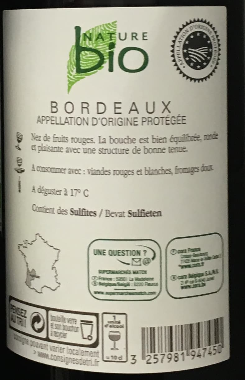 Nature Bio Bordeaux 2014 biologique packshot