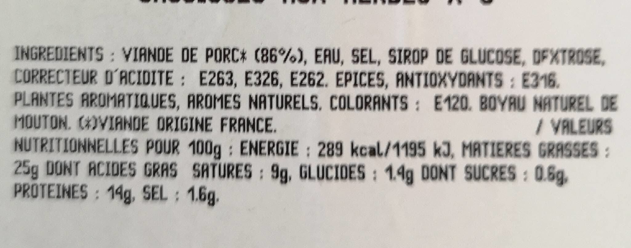 Open Food Facts Saucisses Aux Herbes packshot
