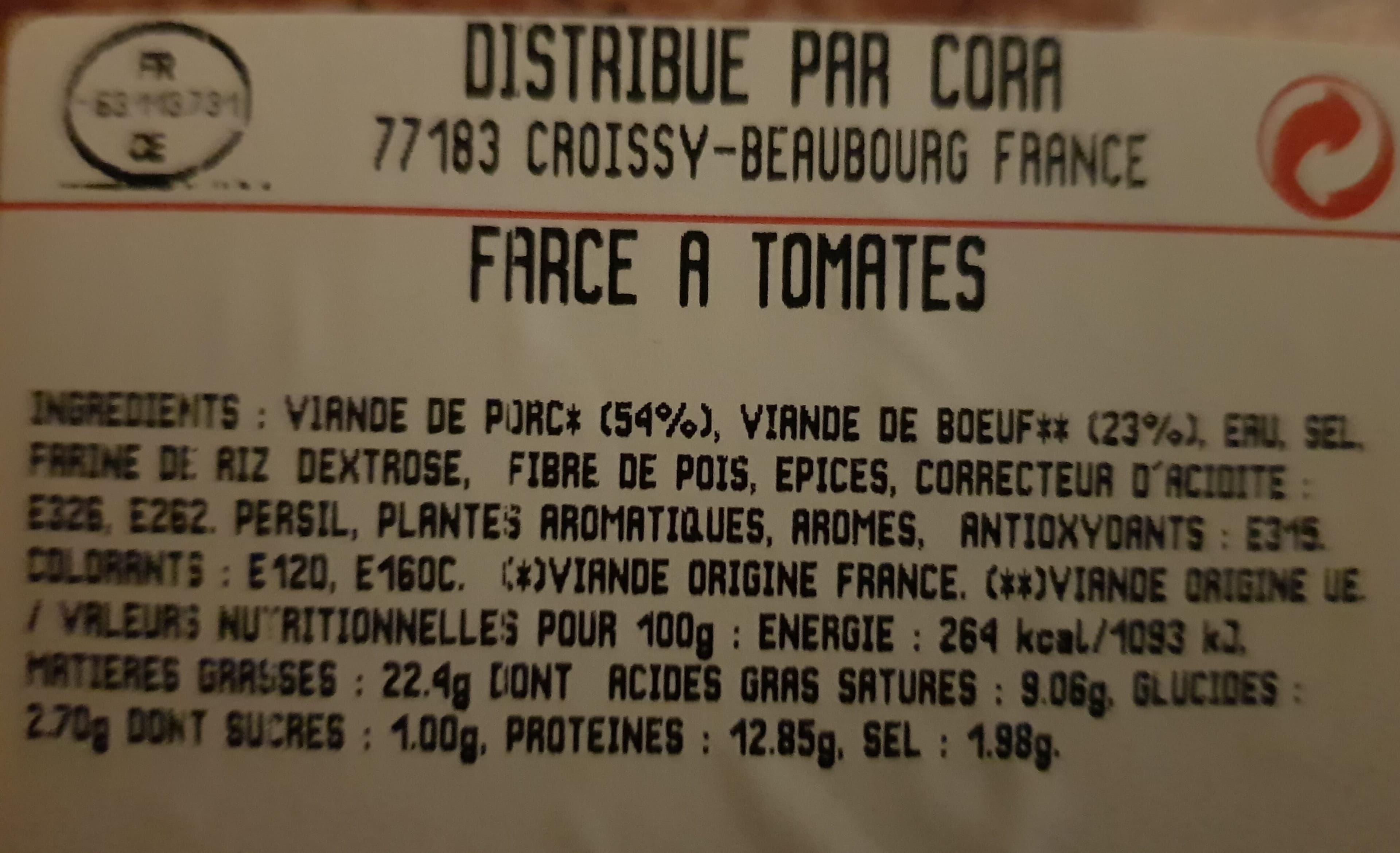 Cora Farce a Tomate 0.500 packshot
