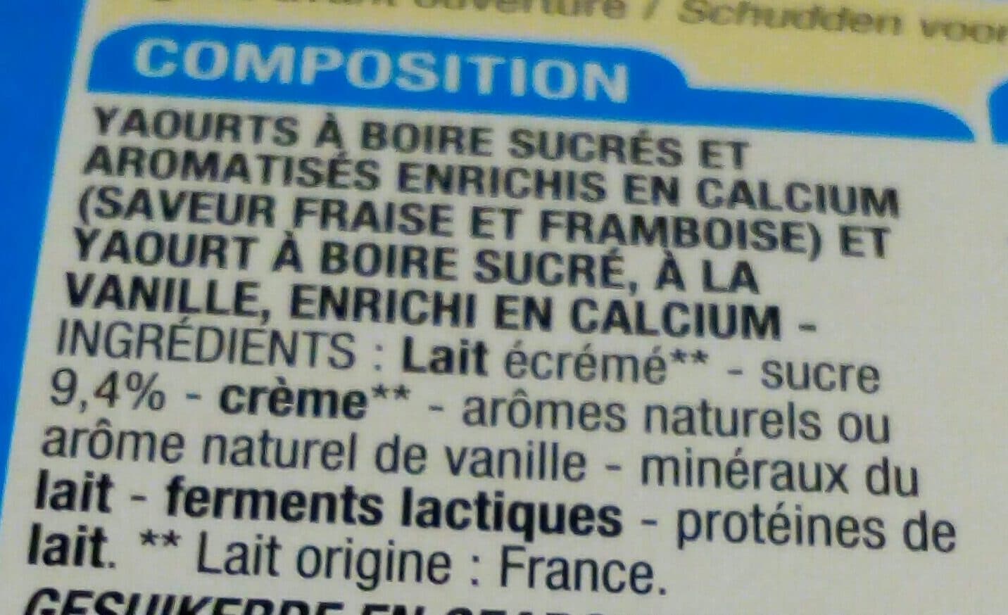 Cora Mini yaourt à boire 3 parfums packshot