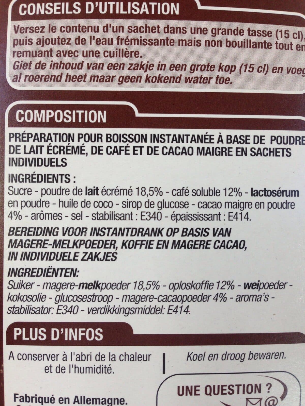 Cora Cappuccino au Chocolat packshot