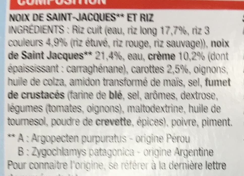 Cora Noix de Saint-Jacques** & riz (sauce à la crème) packshot