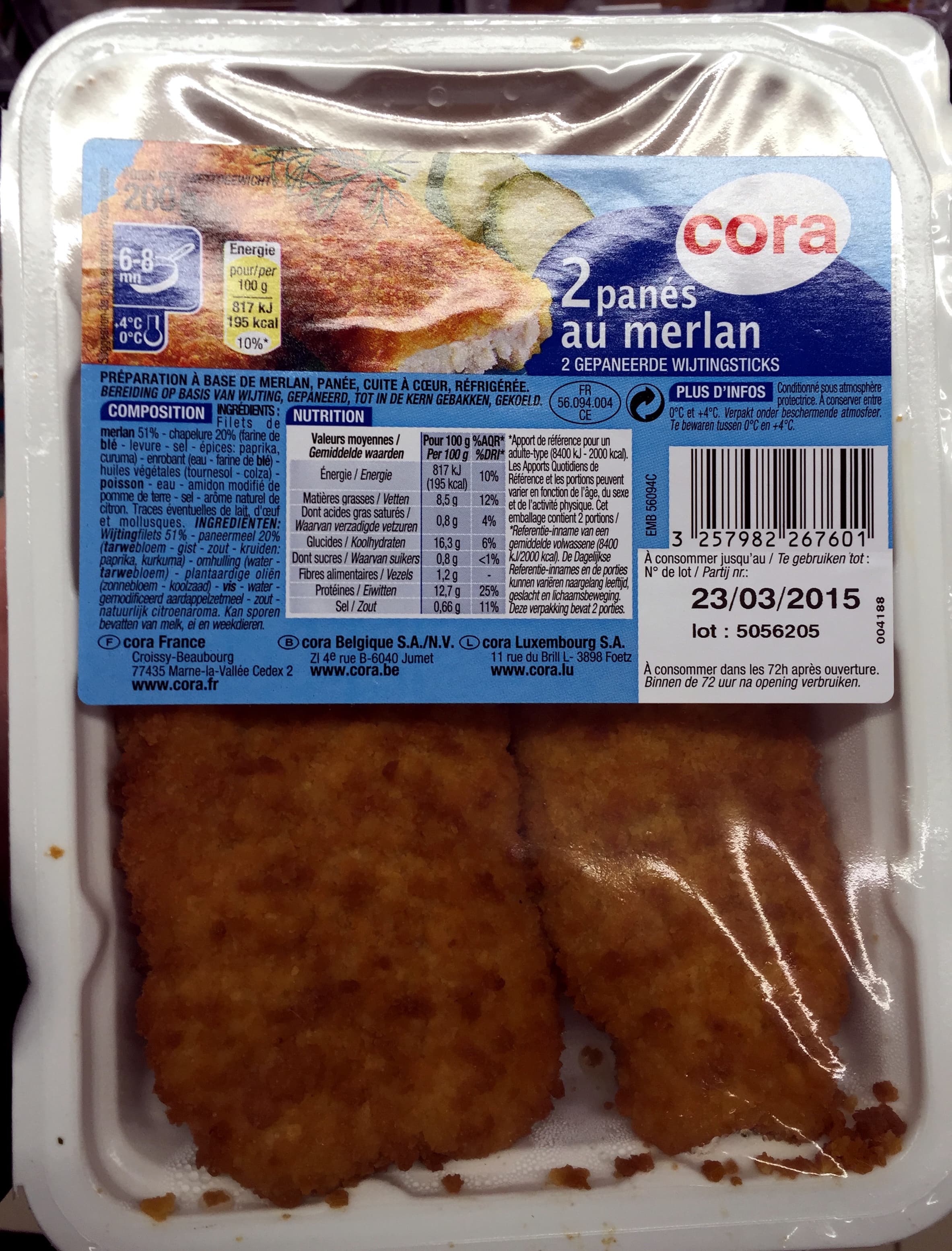 Cora 2 panés au merlan packshot