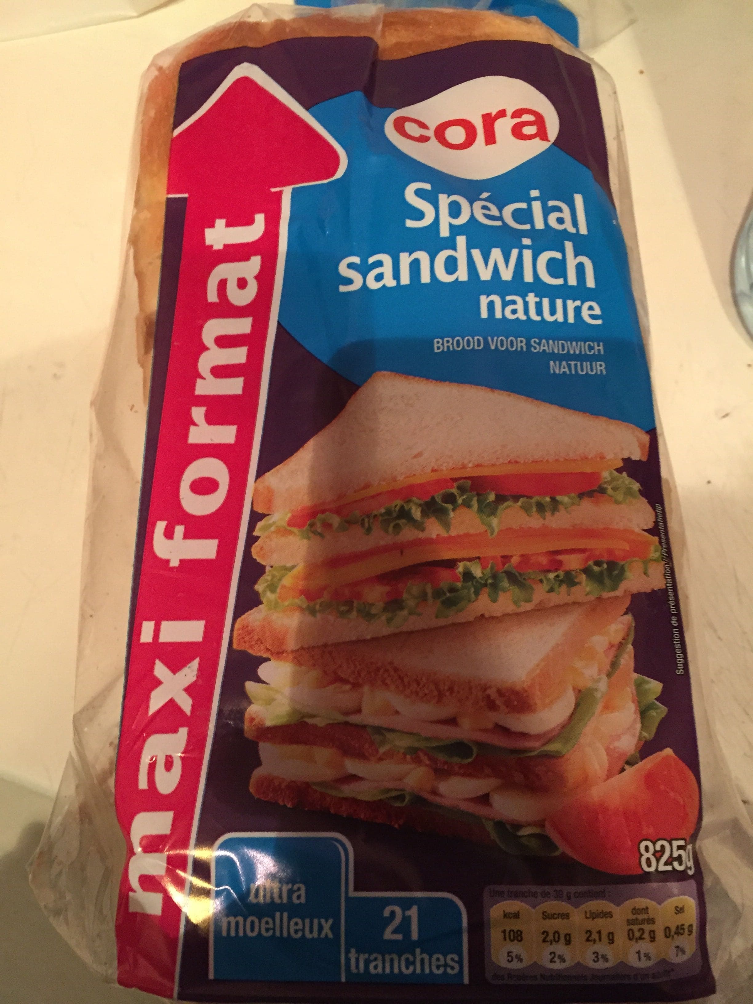 Cora Spécial Sandwich Nature, maxi format (21 tranches) packshot