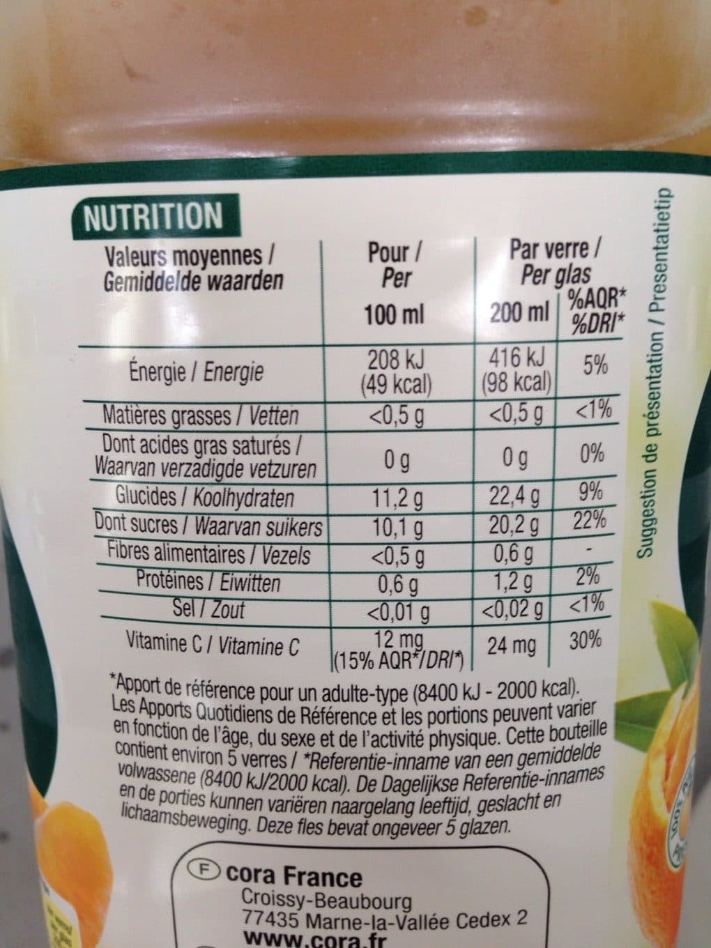 Cora 100% pur Jus Clémentine packshot
