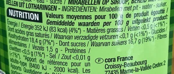 Cora Mirabelles au sirop packshot