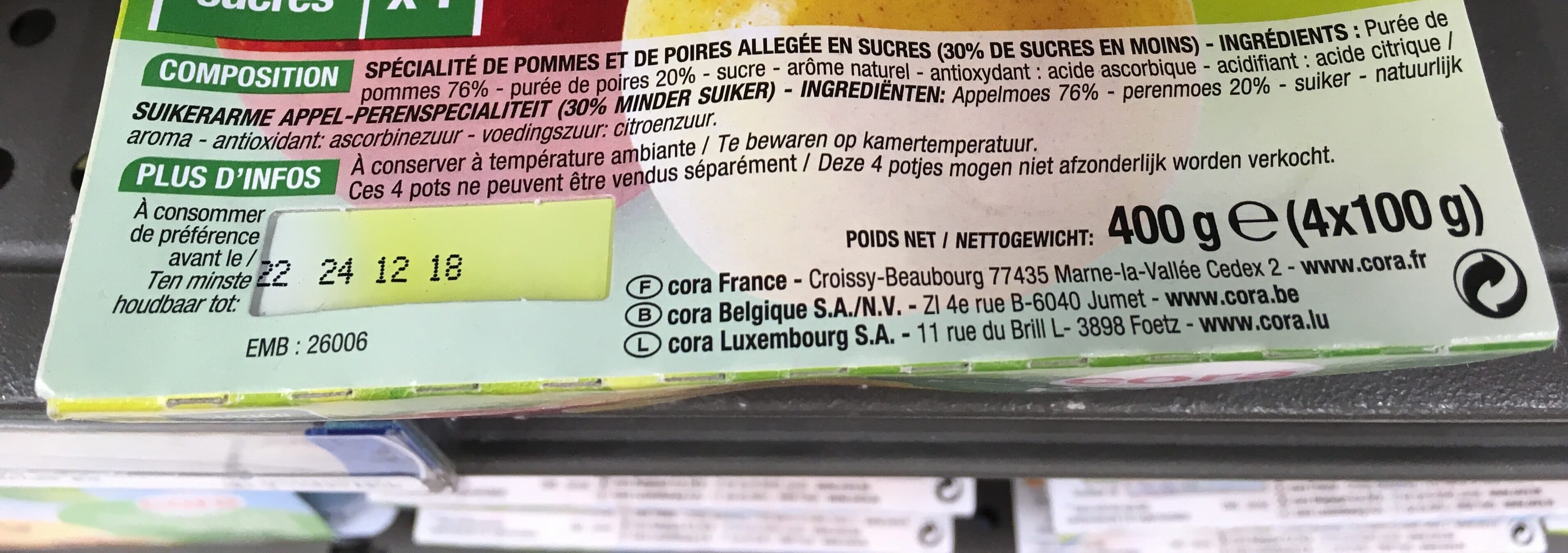 Cora Compote Pomme Poire packshot