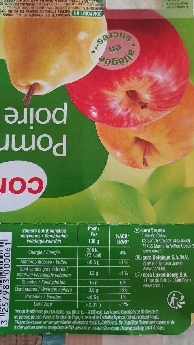 Cora Compote Pomme Poire packshot