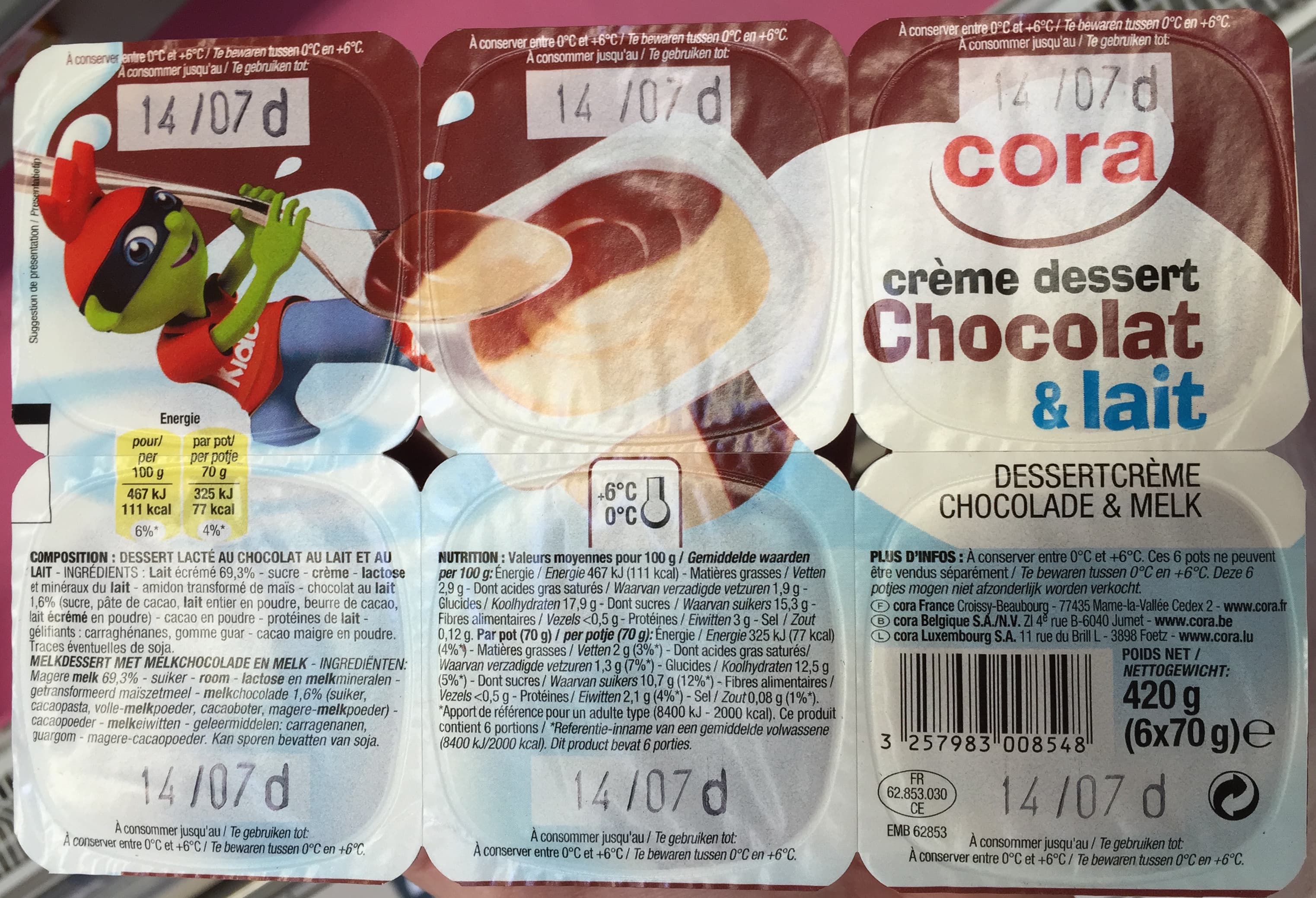 Cora Crème dessert Chocolat & Lait packshot