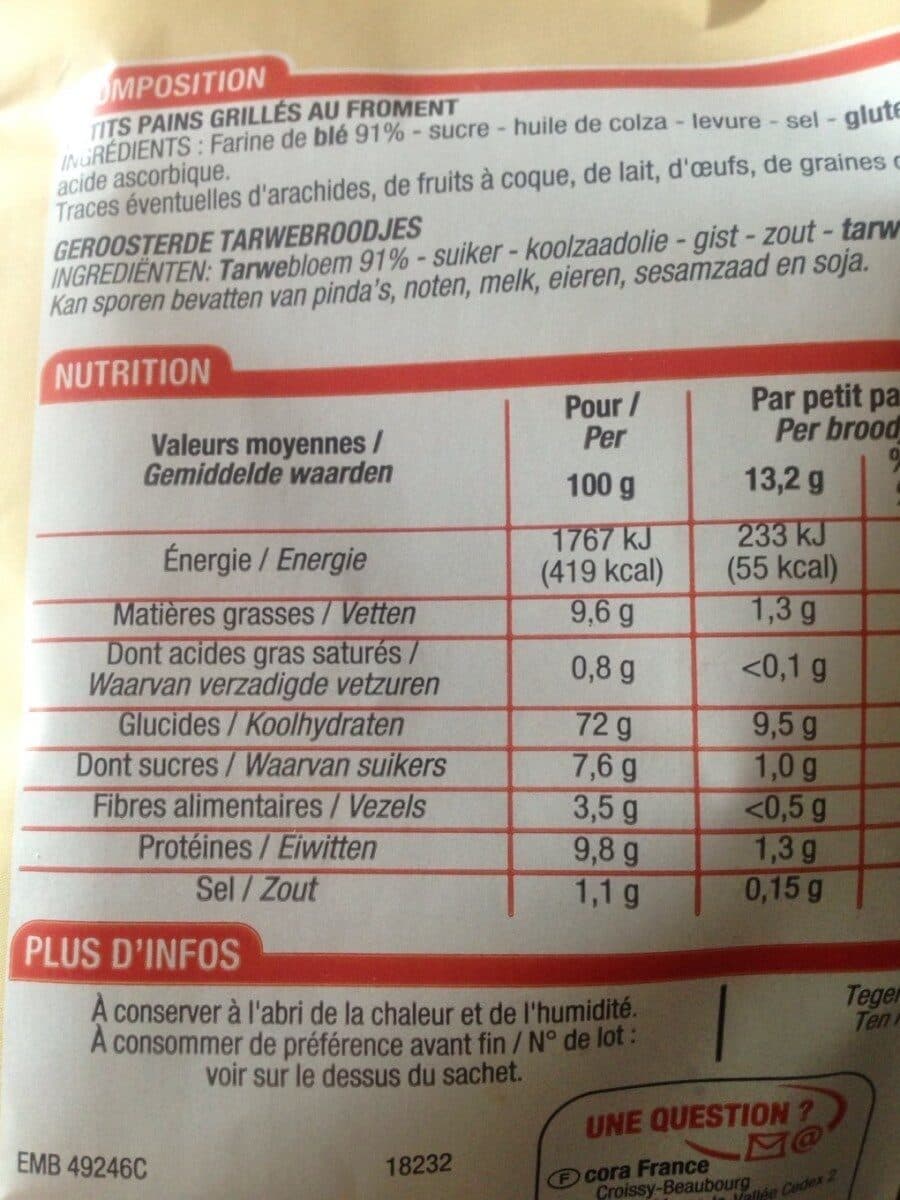 Cora Petits pains grillés au froment packshot