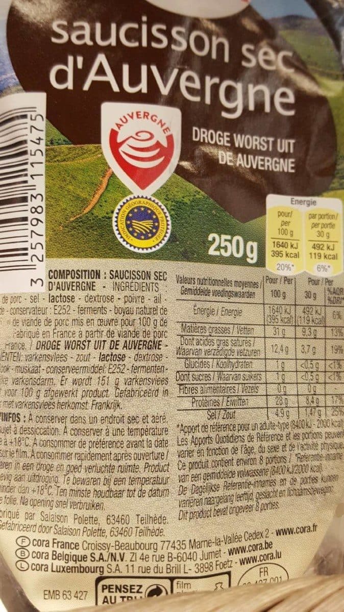 Cora Saucisson d'Auvergne packshot