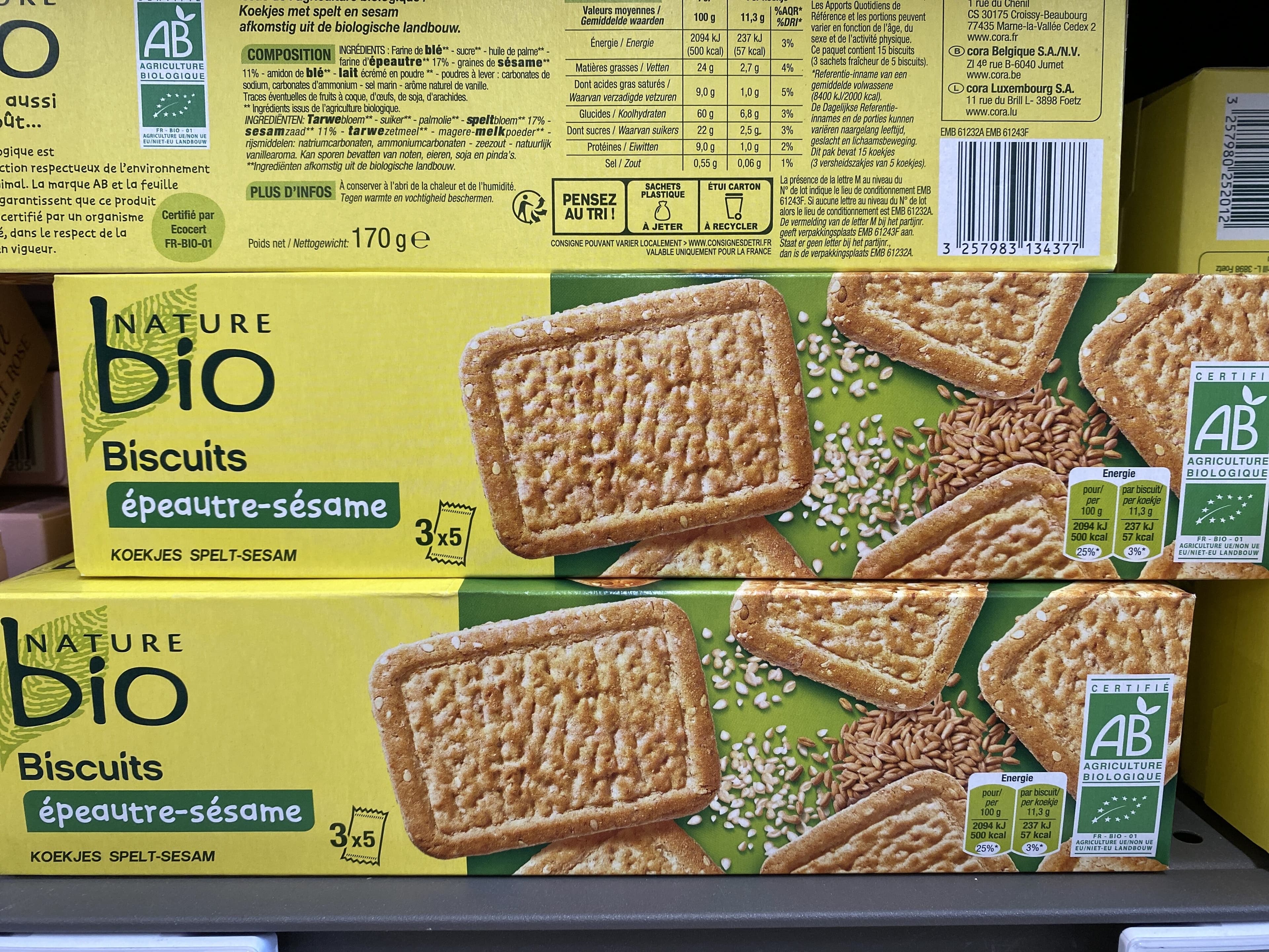 Nature bio Biscuit épeautre sésame packshot