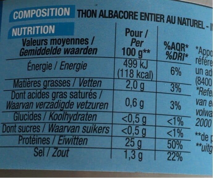 Cora Thon albacore au naturel packshot