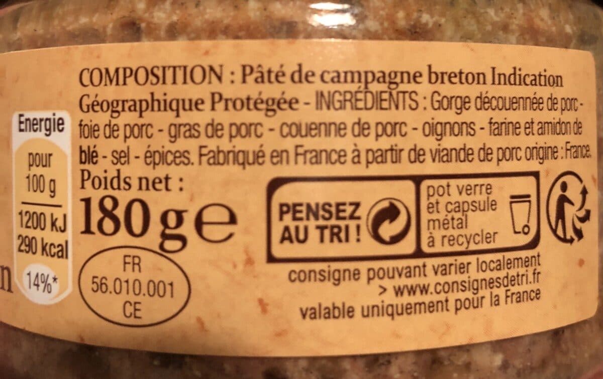 Patrimoine gourmand Pâté De Campagne Breton packshot