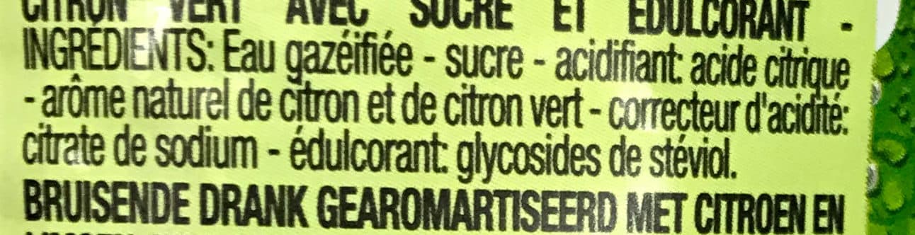 Cora Boisson gazéifiée aromatisée citron vert avec sucre et édulcorant packshot