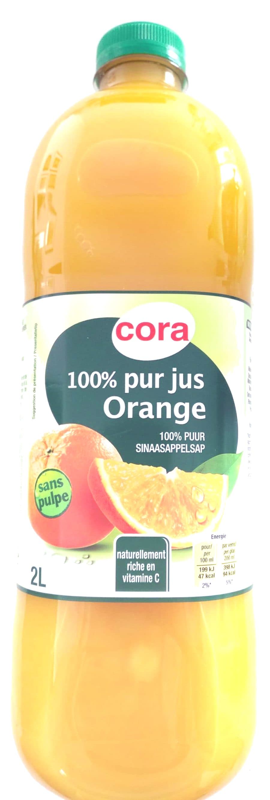 Cora 100% pur jus Orange sans pulpe packshot