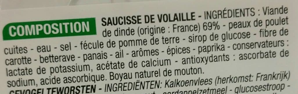 Cora saucisses de volaille packshot