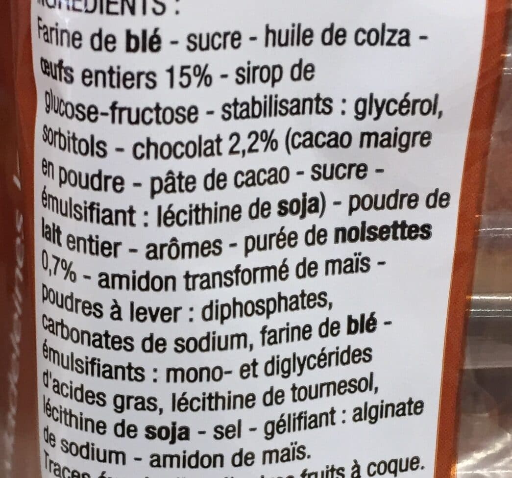 Cora Madeleines fourrage chocolat gout noisette packshot