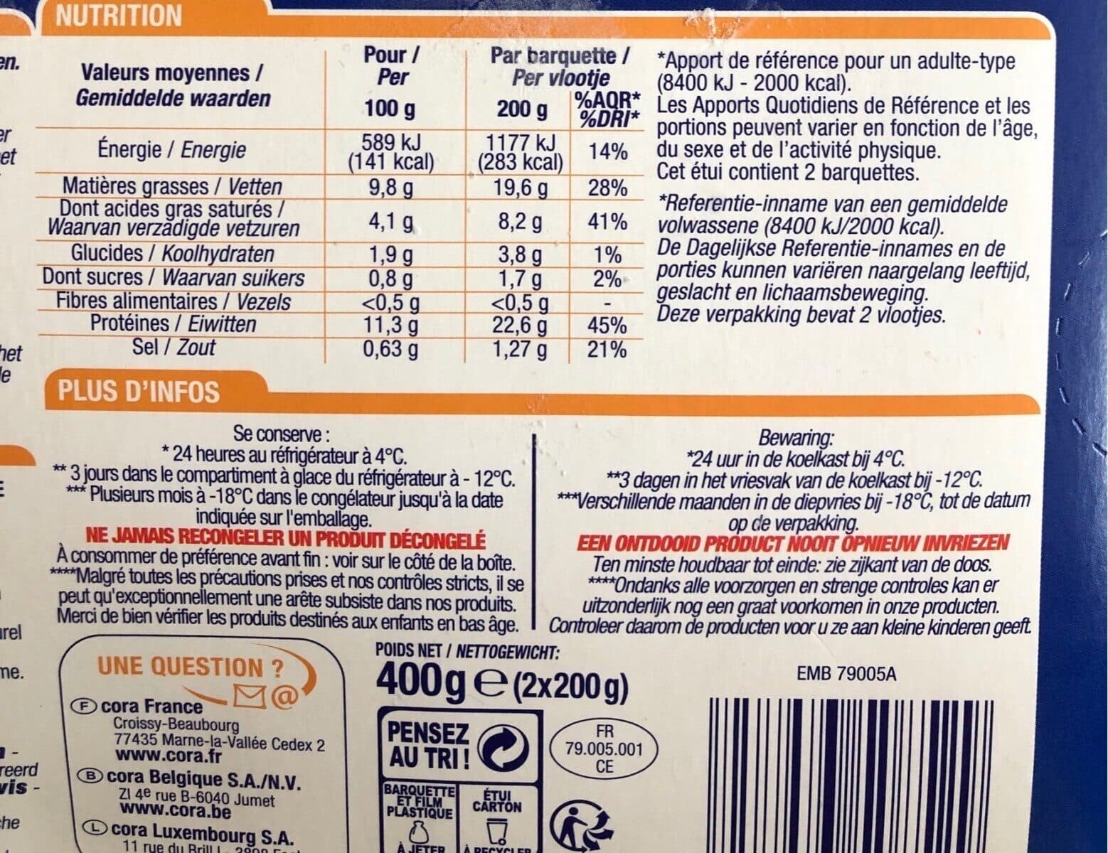 Cora Saumon Sauce Beurre Citron Surgelé packshot