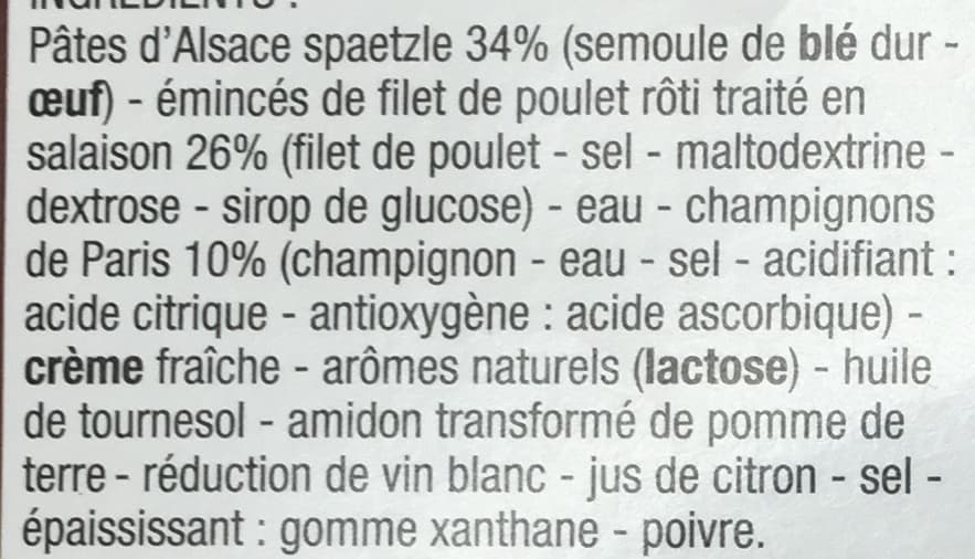 Cora Émincés de Poulet aux spaetzles, sauce aux champignons packshot