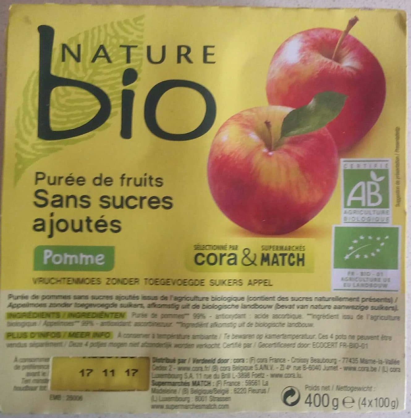Cora & Match Purée de fruits Pomme packshot