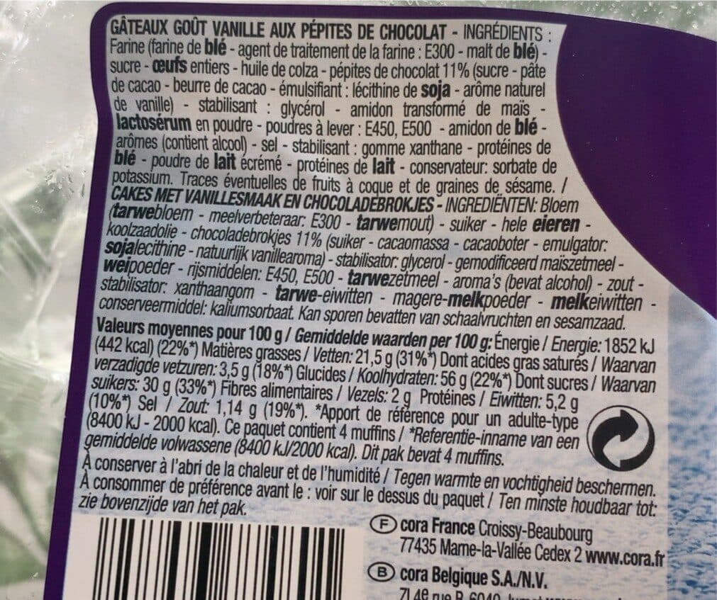 Cora Muffins goût vanille packshot