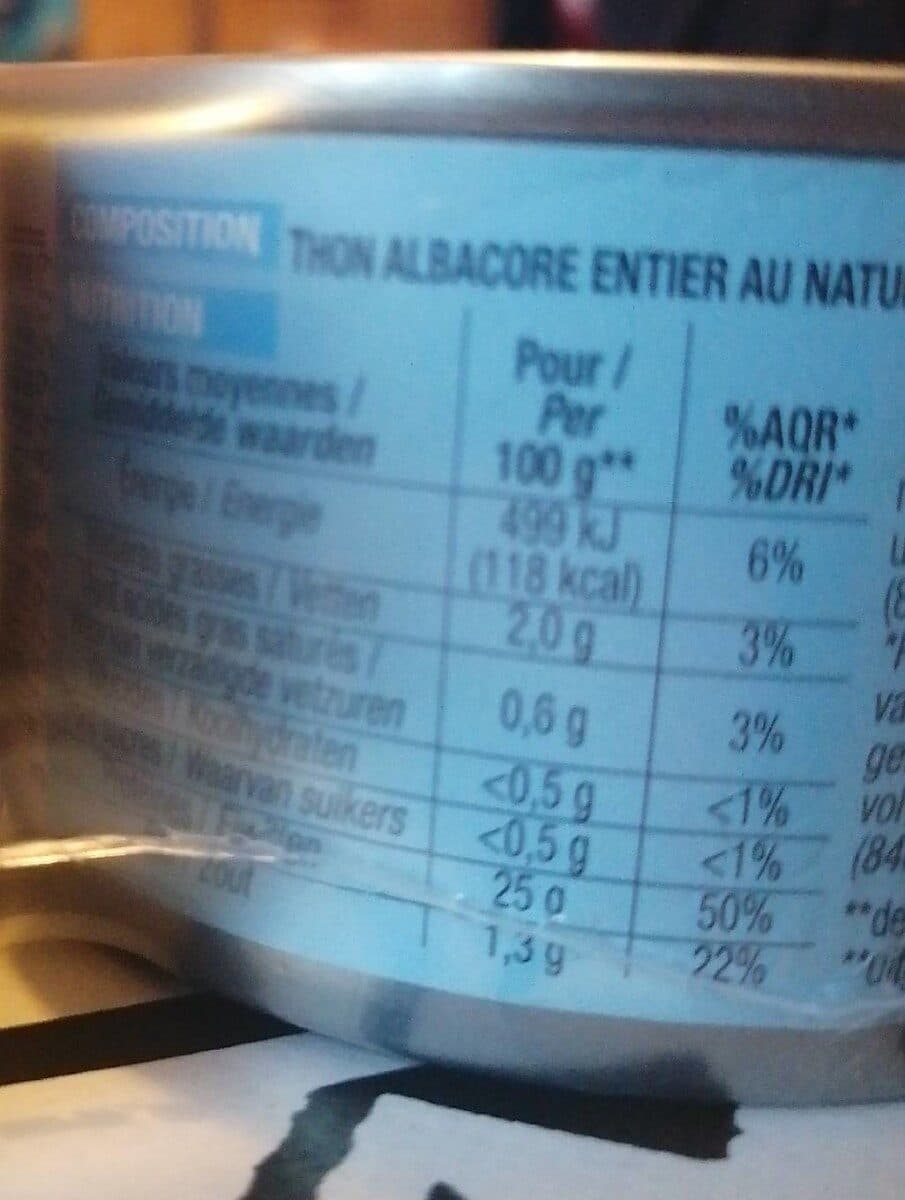 Cora Thon entier Albacore au naturel packshot