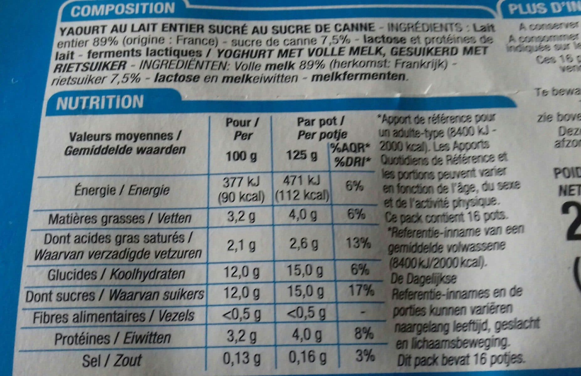 Cora Yaourt Nature Sucré de Canne packshot