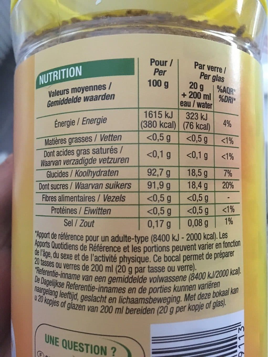 Cora Thé saveur citron boisson instantanée packshot