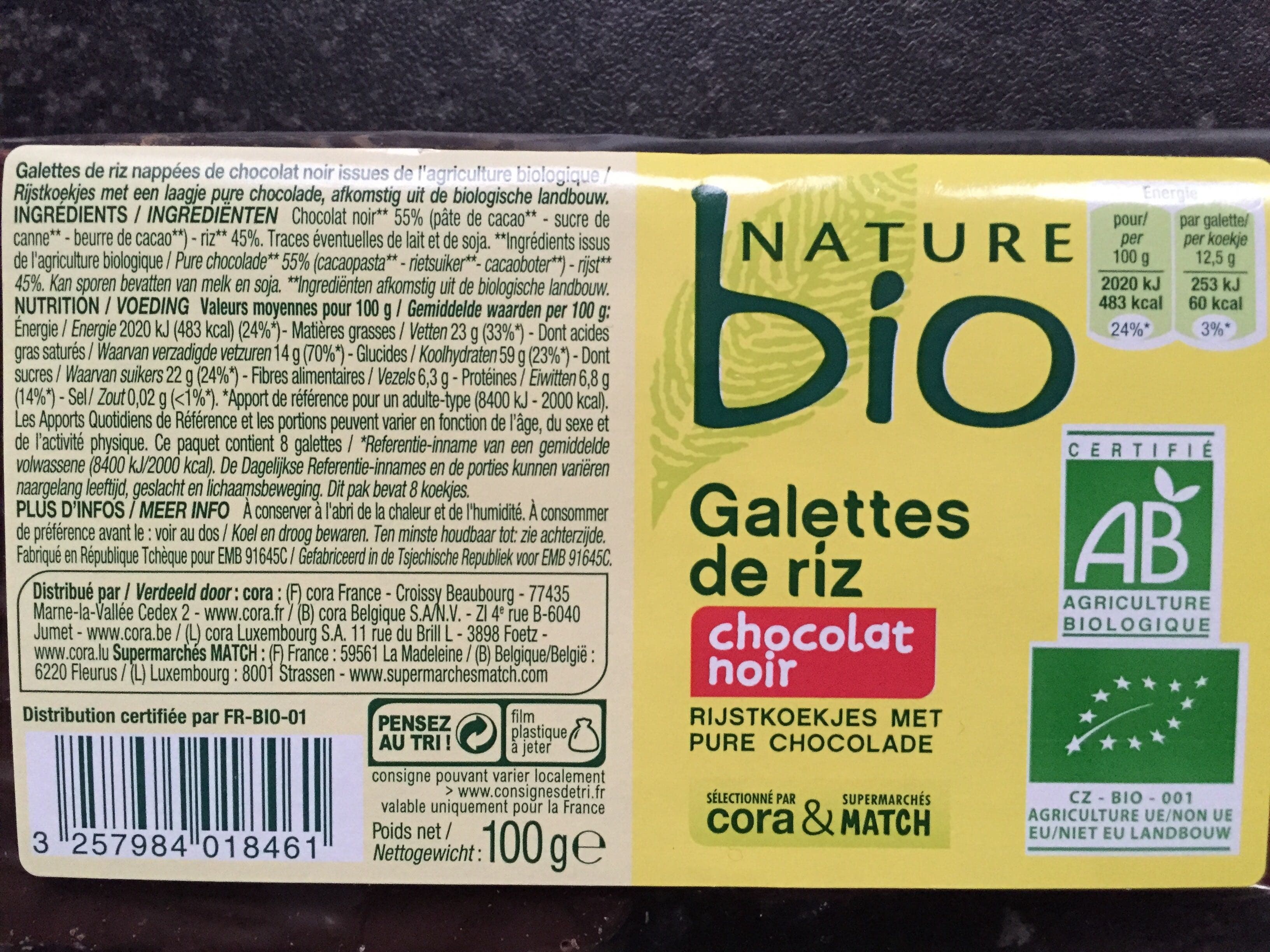 Nature Bio Galettes de riz chocolat noir packshot