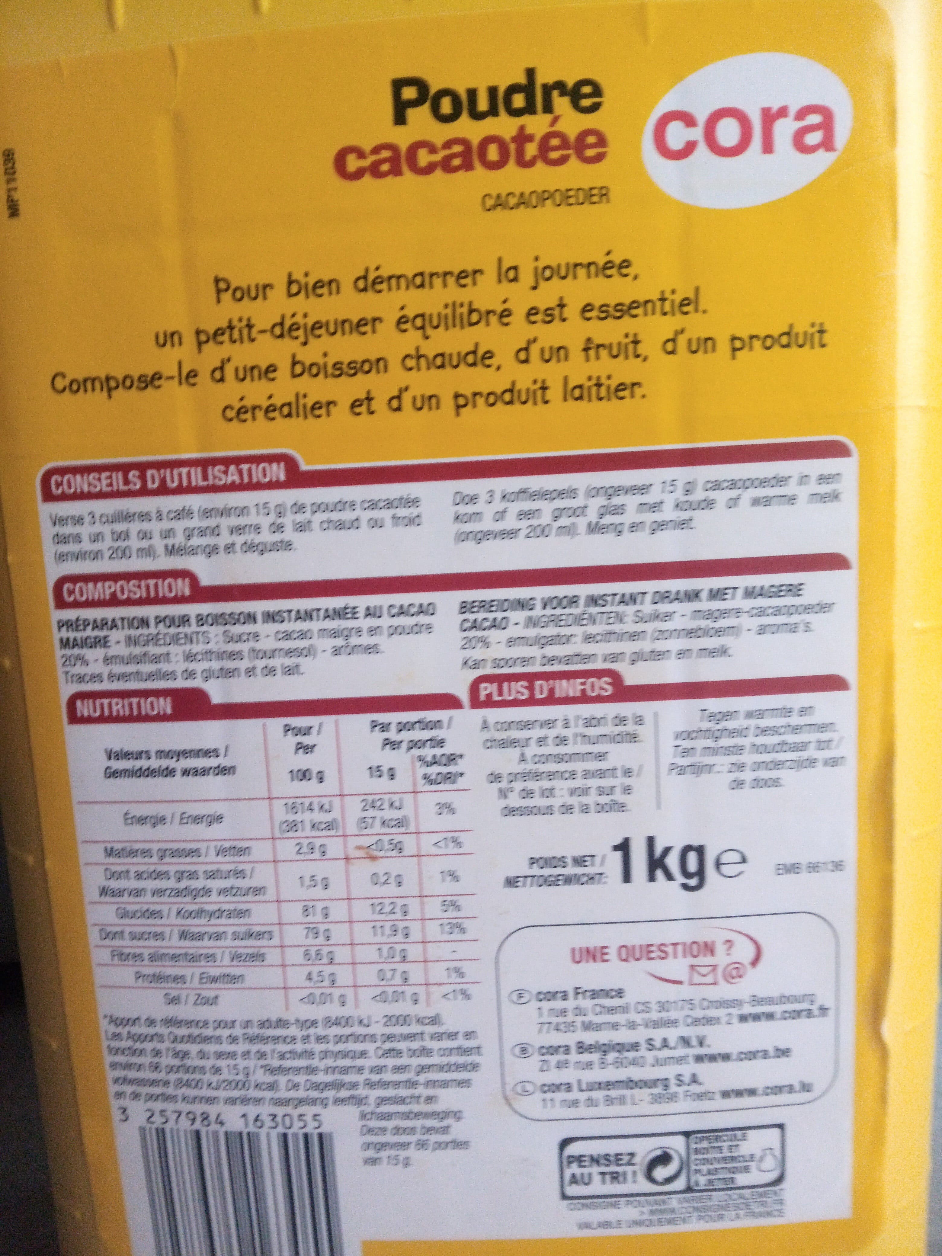 Cora Poudre cacaotée, 1kg packshot