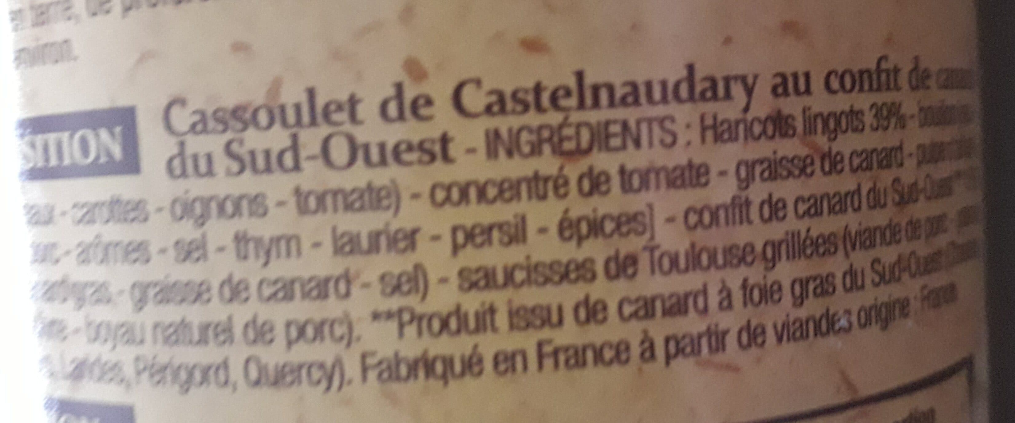 Patrimoine Gourmand Cassoulet de casrelnaudary au confit de canard du Sud ouest packshot