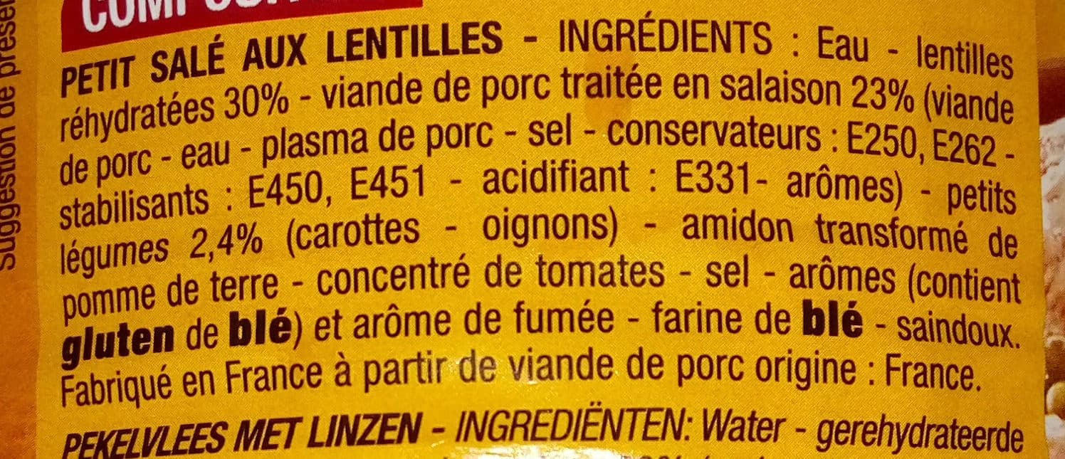 cora Petit salé aux lentilles packshot