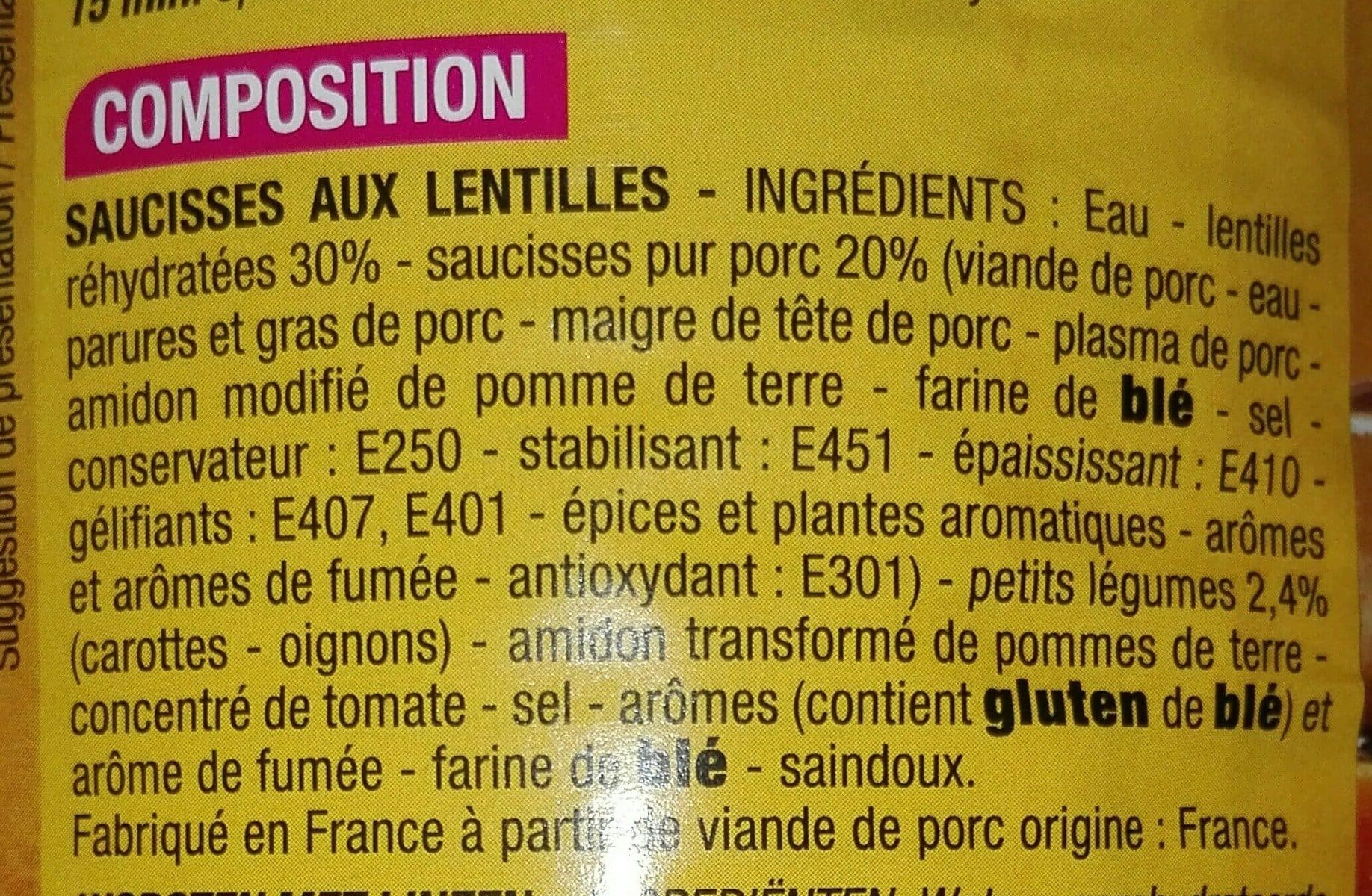 Cora Saucisses aux Lentilles packshot