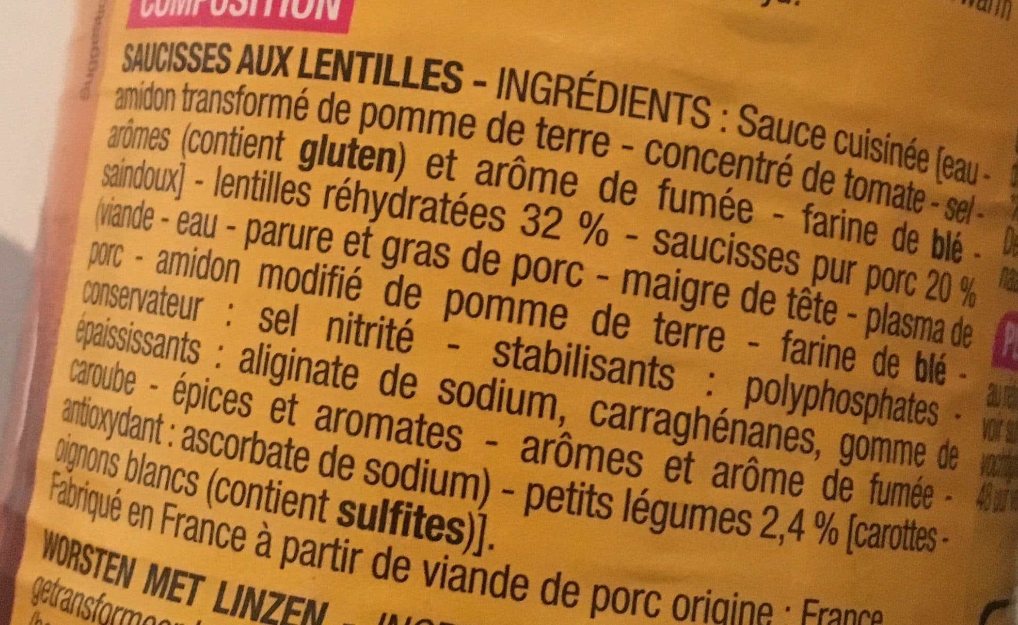 Cora Saucisses aux lentilles packshot